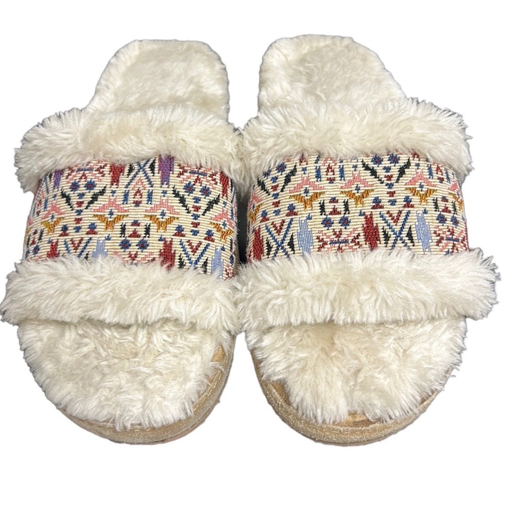 MINNETONKA | Sunflower Slide in Cream‎ Needlepoint Print Ortega Southwestern 6M